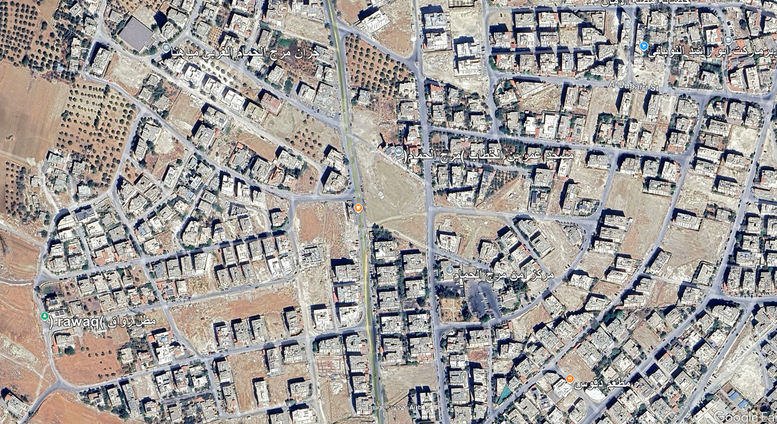 قطعة ارض 4دونم و 593 متر مرج الحمام خلف امانة عمان مرج الحمام بشارعين