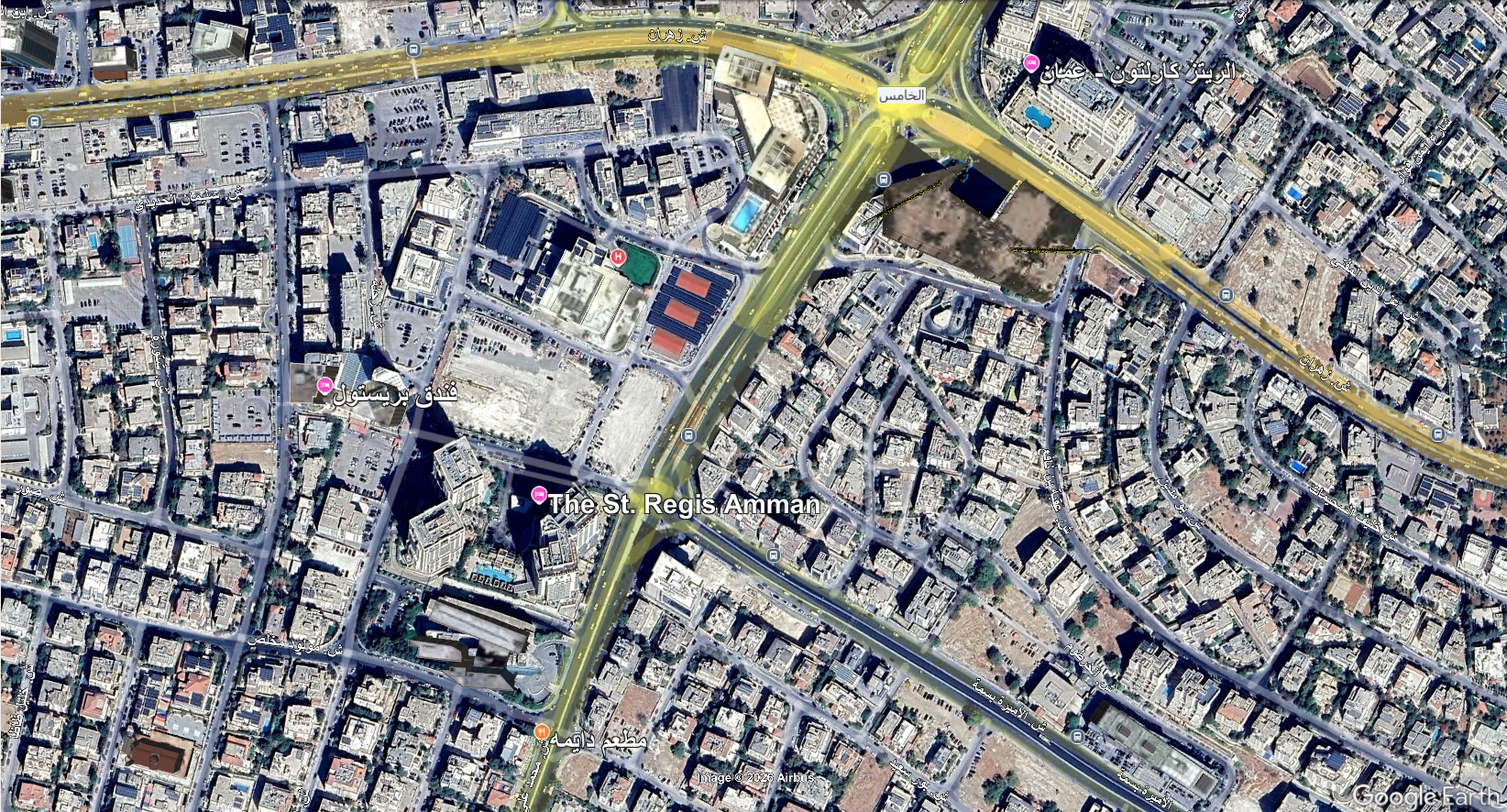 ارض تجاريه 2دونم و100متر ام اذينة / شارع زهران / الدوار الخامس / بجانب فندق الشيراتون